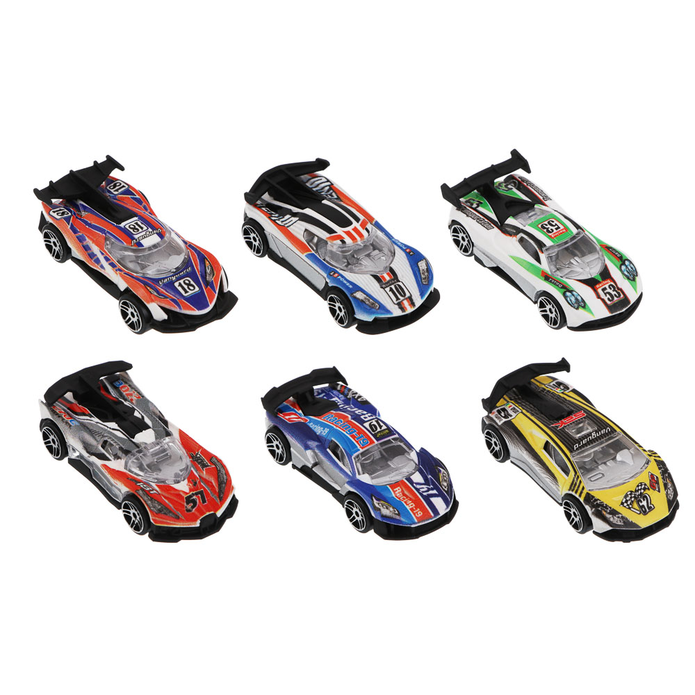 ИГРОЛЕНД Набор машинок, 6 шт, "Автоспорт", PP, 33,1х12,1х3,3 см, 2 дизайна, арт.№ 292-489