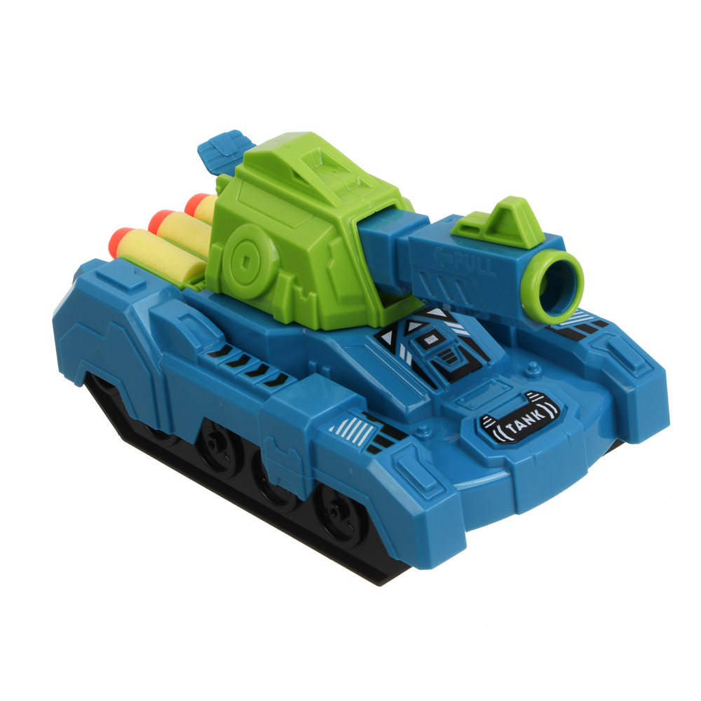 ИГРОЛЕНД Танк инерционный, стреляет мягкими пулями, трещотка, ABS, EVA, 14х8х8 см, 2 дизайна, арт.№ 292-490