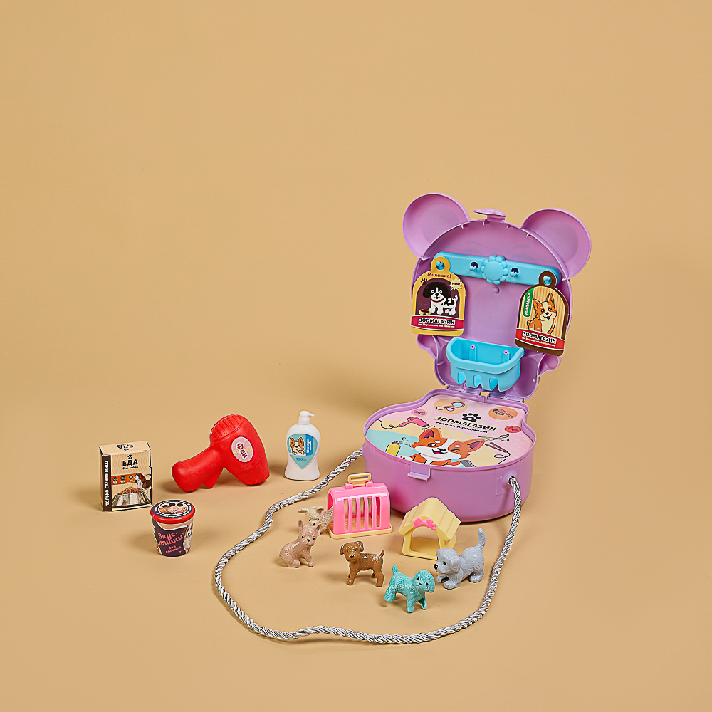 ИГРОЛЕНД Набор игровой в чемоданчике "Уход за питомцем", 19 пр., ABS, 18,5х20х25см, арт.№ 258-060