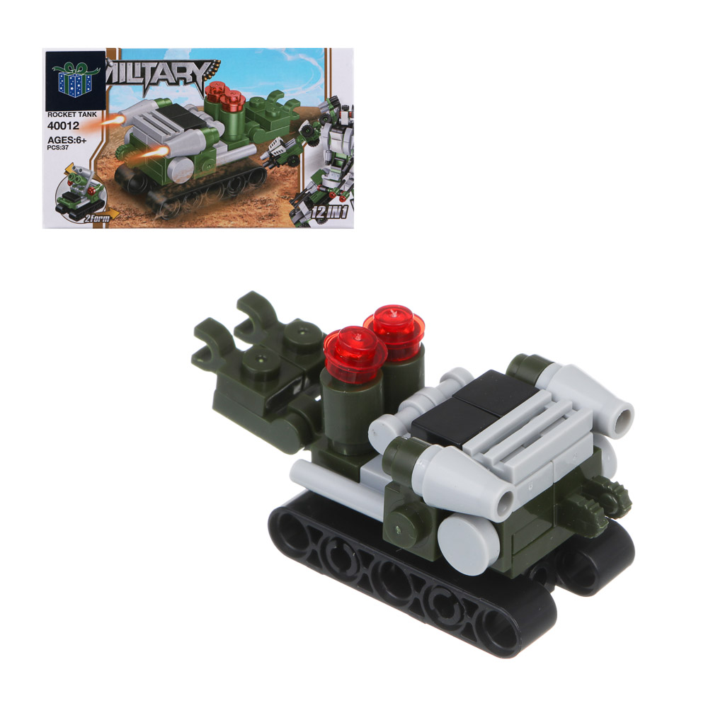 ИГРОЛЕНД Конструктор "Военная техника" 12 в 1, 13х3х7,5 см, ABS, 12 видов, арт.№ 265-668