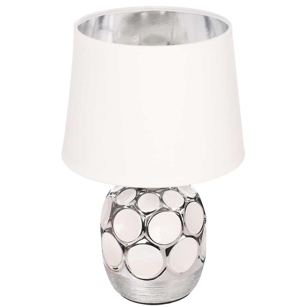 BY Светильник переносной настольный Патры, 40Вт, 28 см, Е14, 230В, керамика, текстиль, белый, арт.№ 222-042