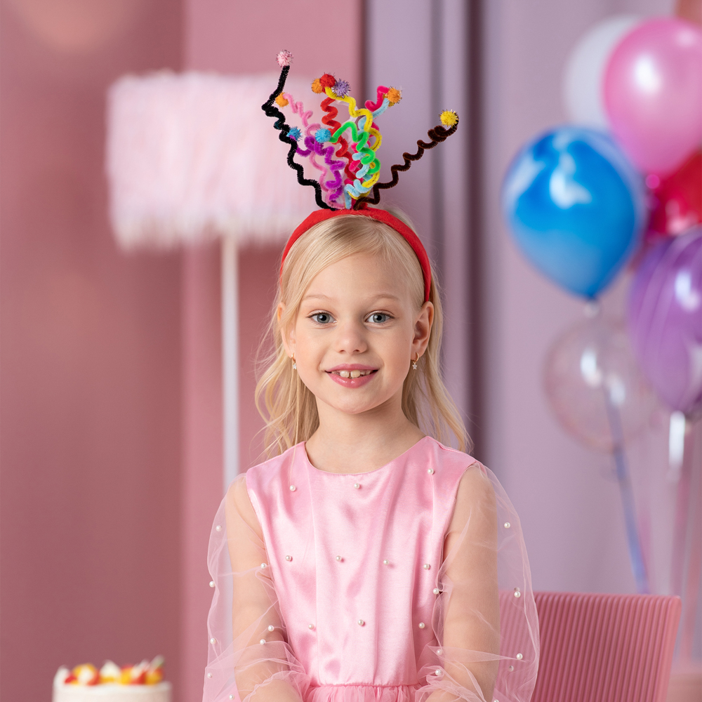 СНОУ БУМ Ободок карнавальный "Пружинки", полипропилен, полиэстер,металл, диаметр 12 см, разноцветный, арт.№ 343-117