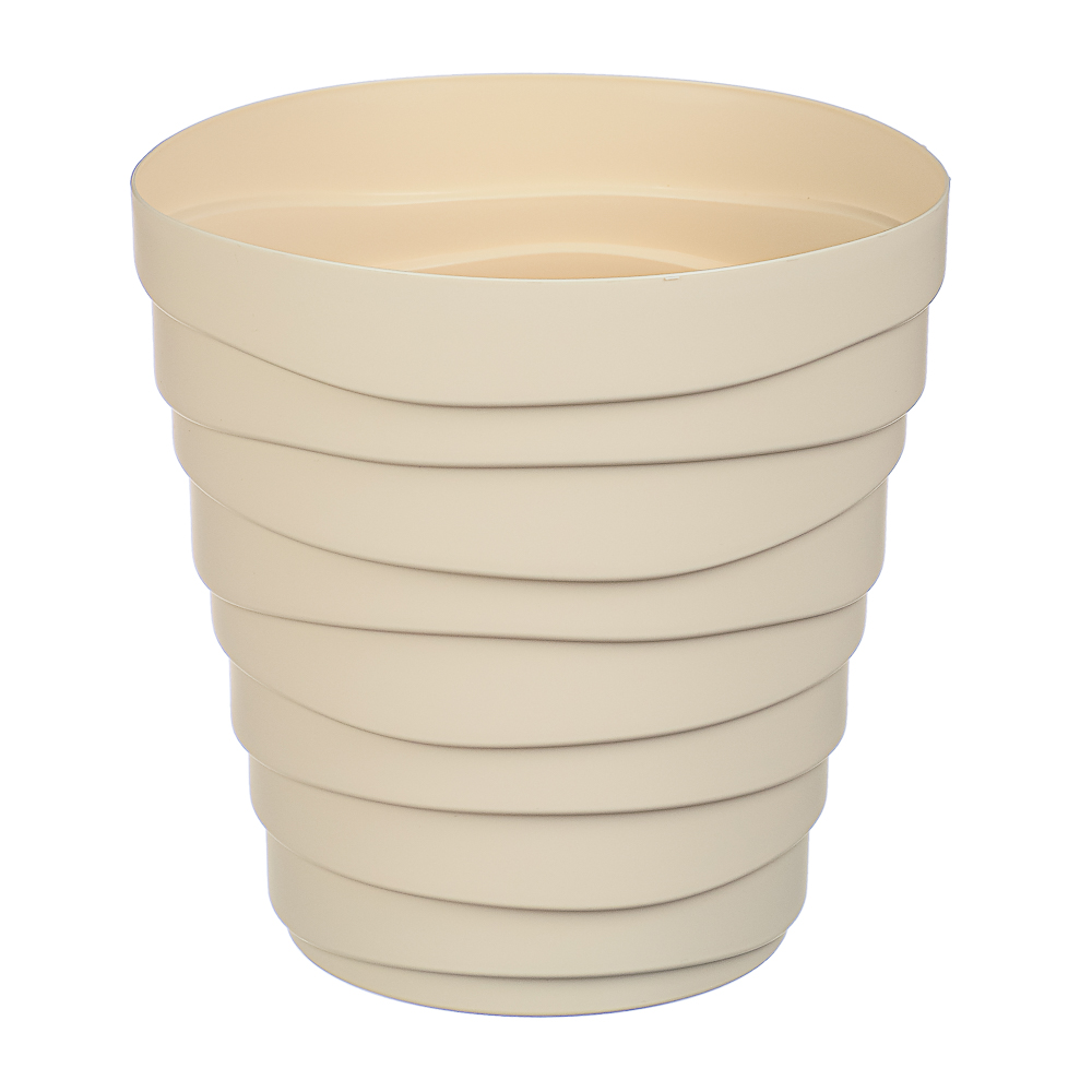 Кашпо Бархан 3,5л, d19,7см, h19,5см кремовый пластик, арт.№ 164-388