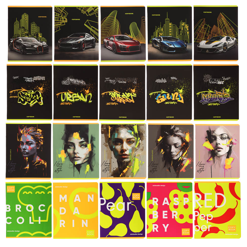 Тетрадь 48л. в клетку, офсет, обл.мел.картон, скрепка, софт тач, микс, арт.№ 578-178