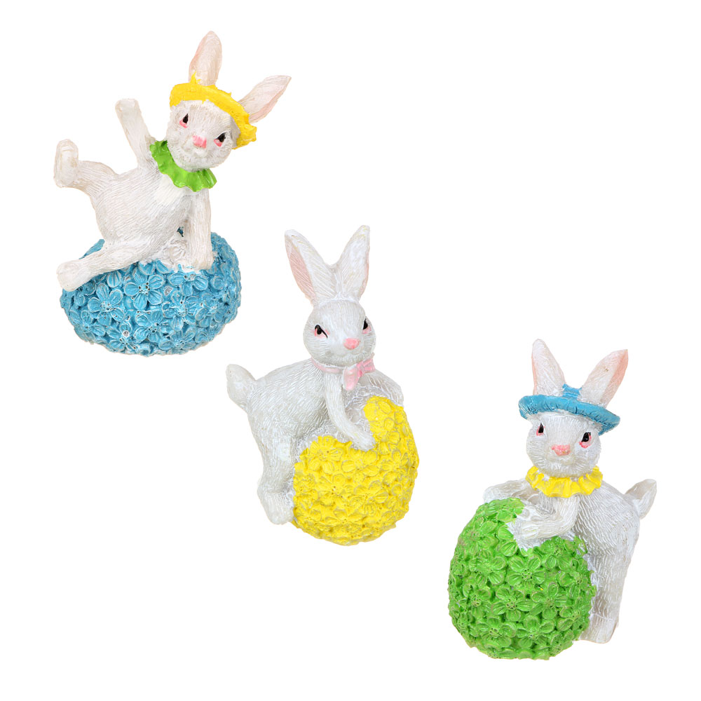 Фигурка в виде зайца, полистоун, 5,5 см, 3 дизайна, арт.№ 535-009