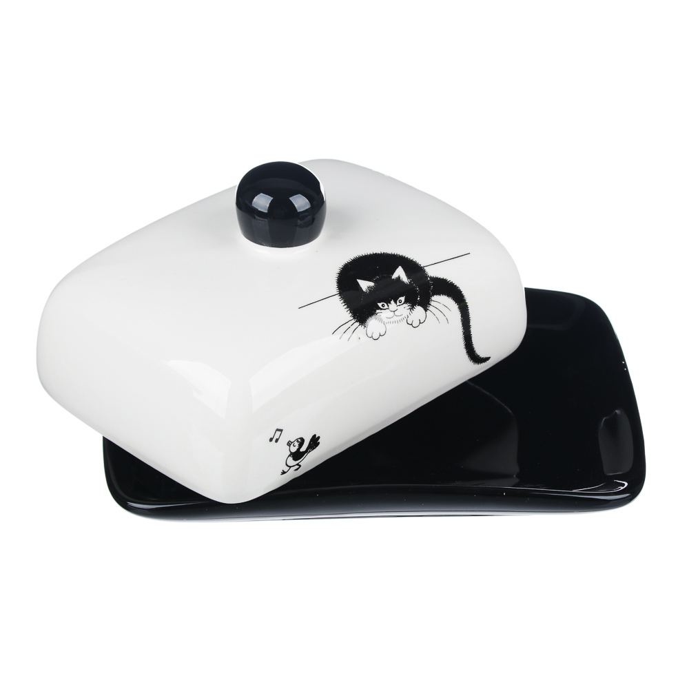 MILLIMI Черный кот Масленка 17x12x8см, керамика, арт.№ 820-702