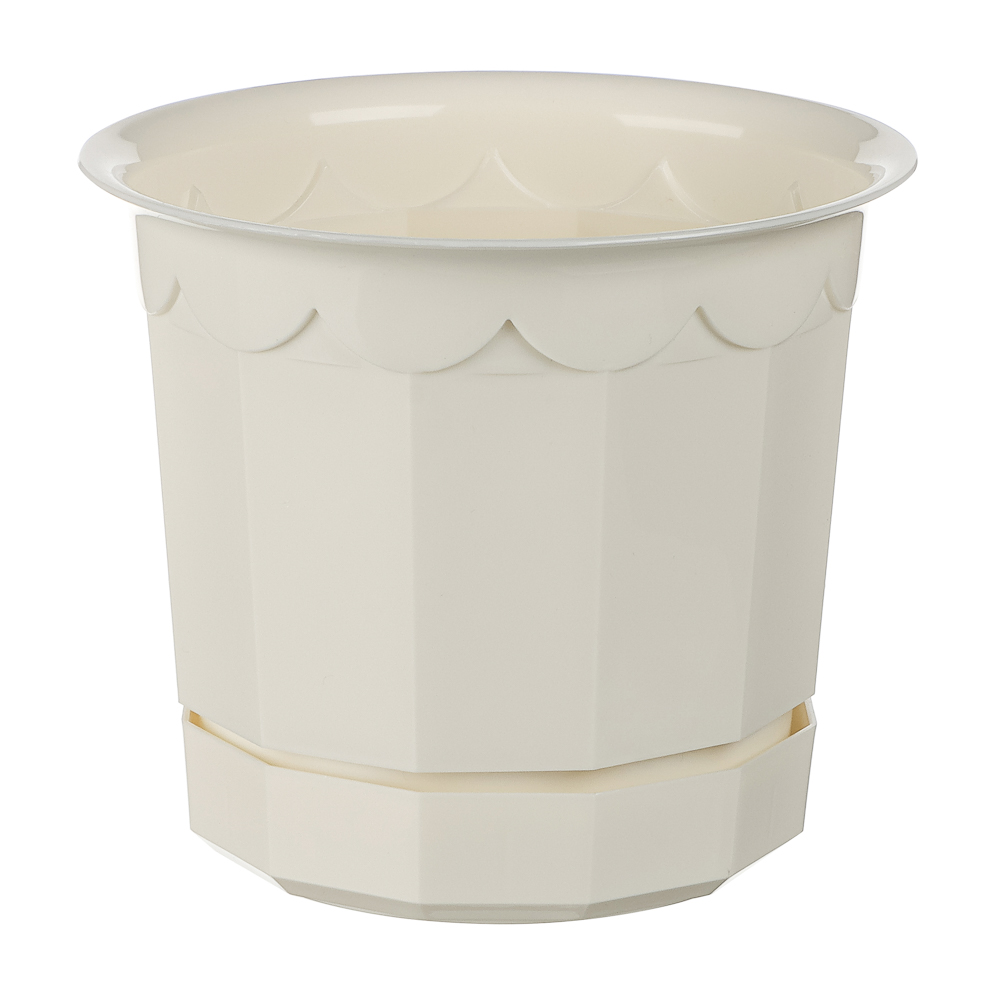 Горшок для цветов с поддоном 1,6л, d160мм, h135мм цв.молочный, арт.№ 164-418