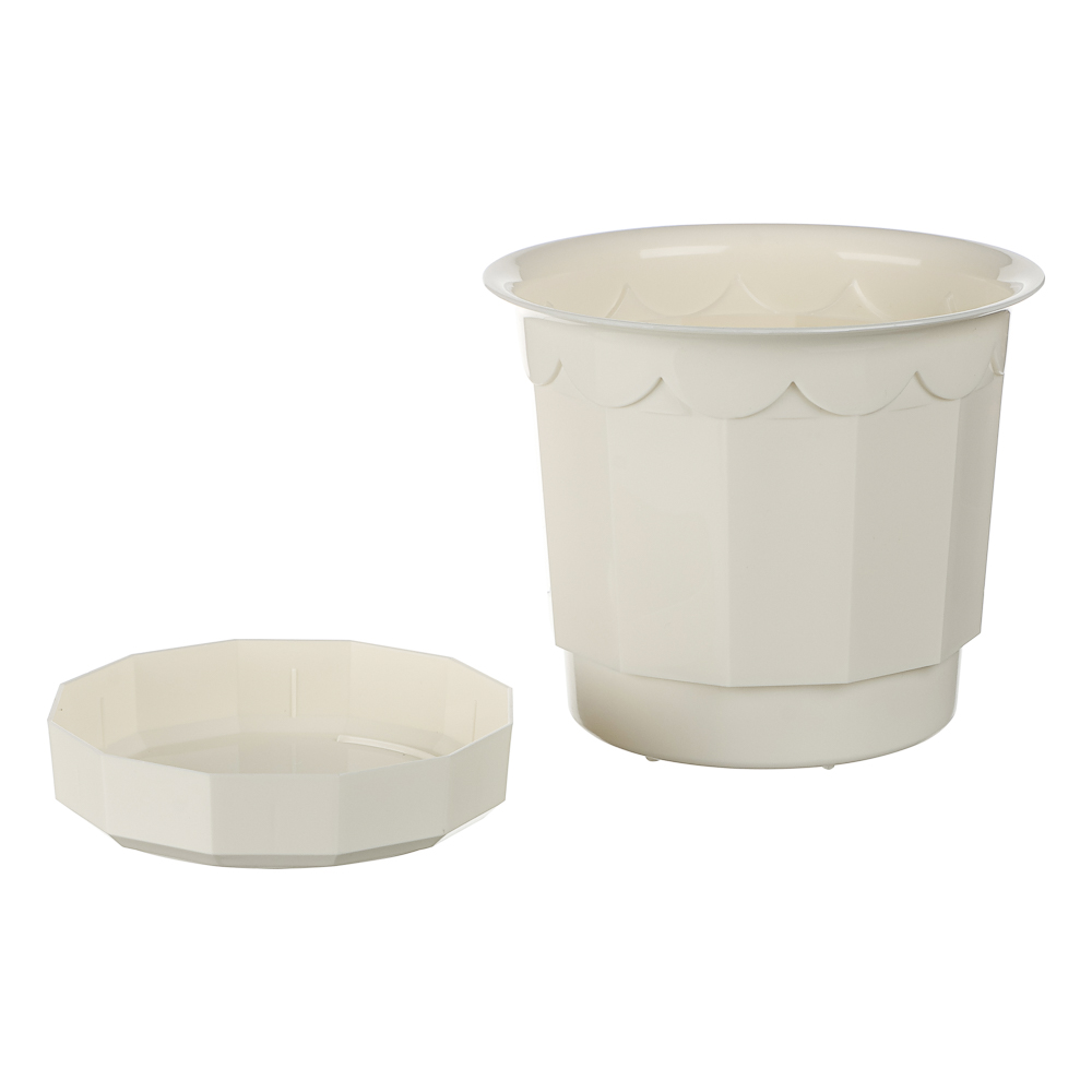 Горшок для цветов с поддоном 1,6л, d160мм, h135мм цв.молочный, арт.№ 164-418