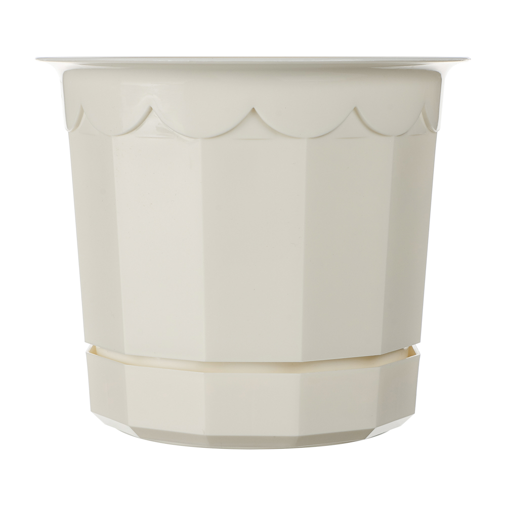 Горшок для цветов с поддоном 1,6л, d160мм, h135мм цв.молочный, арт.№ 164-418