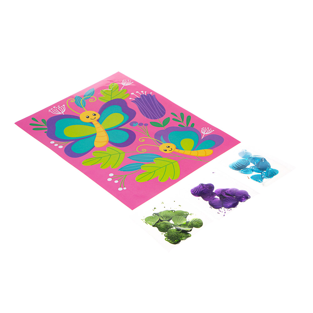 ХОББИХИТ Аппликация лепестками, картон, пластик, 26,5х19,5см, картон, полипропилен, 6 дизайнов, арт.№ 285-166
