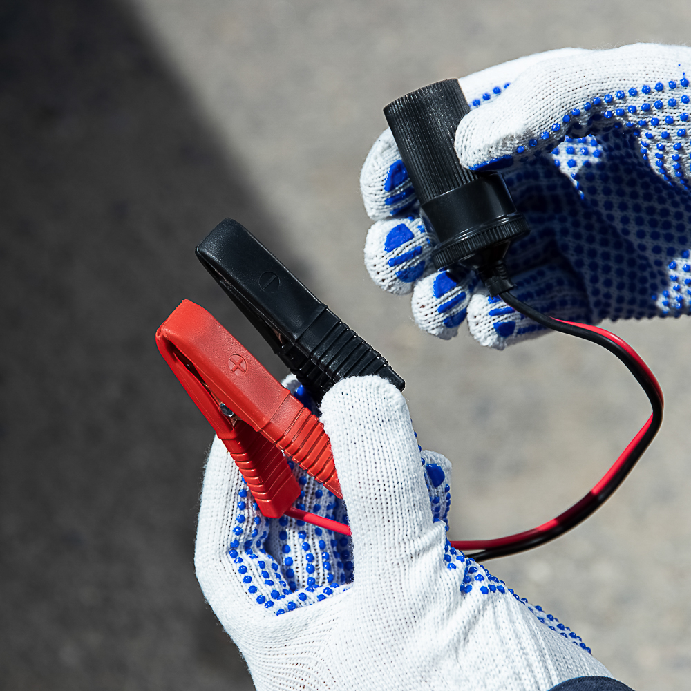 ЕРМАК Домкрат электрический 3 т, 12В, 120-420 мм, 100 Вт, в кейсе, х/б перчатки с ПВХ, арт.№ 743-006