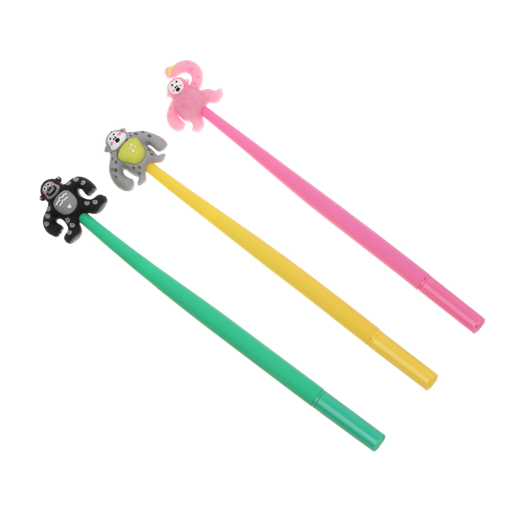 Ручка гелевая синяя "Горила", силиконовый корпус, 3 цвета, шоу-бокс, арт.№ 591-315