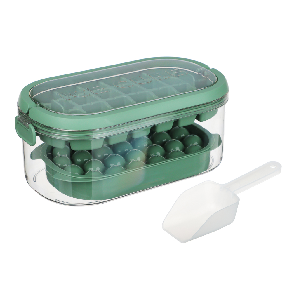 SATOSHI Набор форм для льда с контейнером 23х12х9,5см, 54 ячейки, совок, пластик, арт.№ 856-206