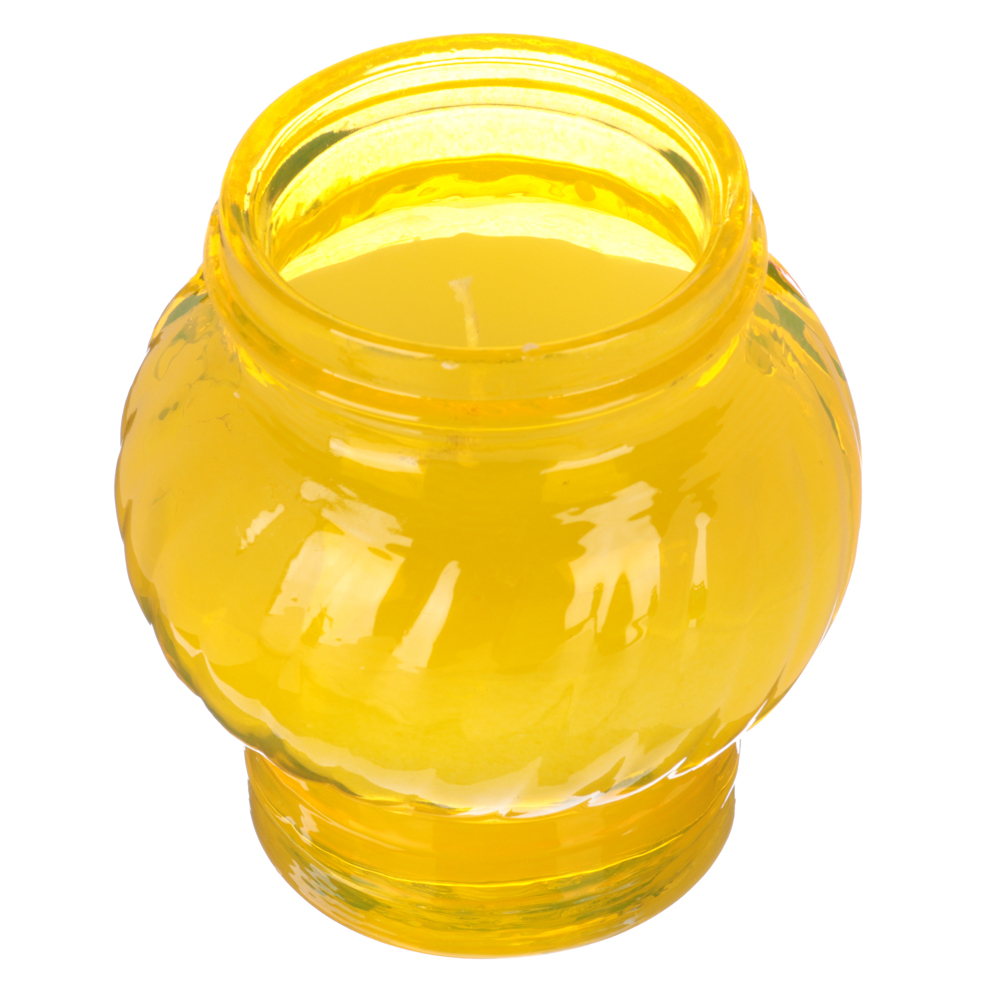 Свеча парафиновая поминальная в стеклянном подсвечнике, 9,1х8,3см, 4 цвета, арт.№ 527-004