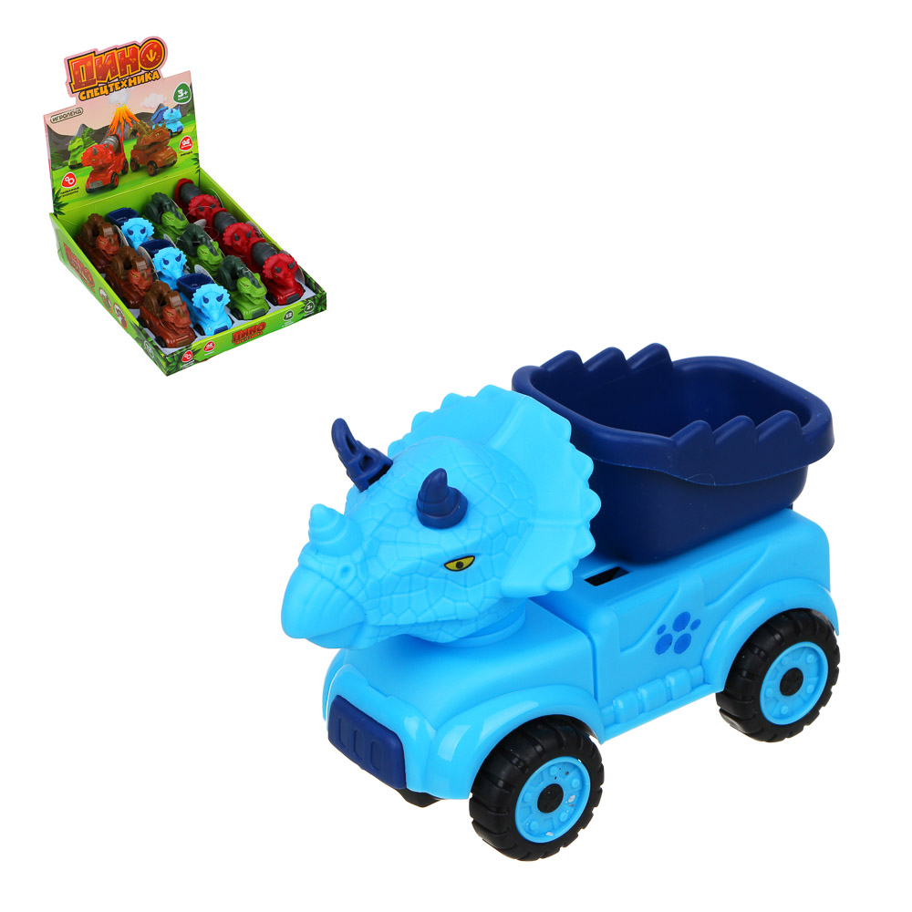 ИГРОЛЕНД Машинка инерционная Дино-спецтехника, ABS, 12,5x9,5x5,9см, 4 дизайна, арт.№ 292-289