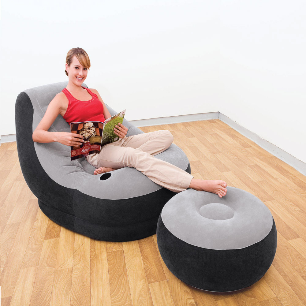 INTEX Кресло надувное 102х137х79см "Ultra Lounge" с пуфиком 64х28см, макс.вес 100кг, 68564NP, арт.№ 359-404