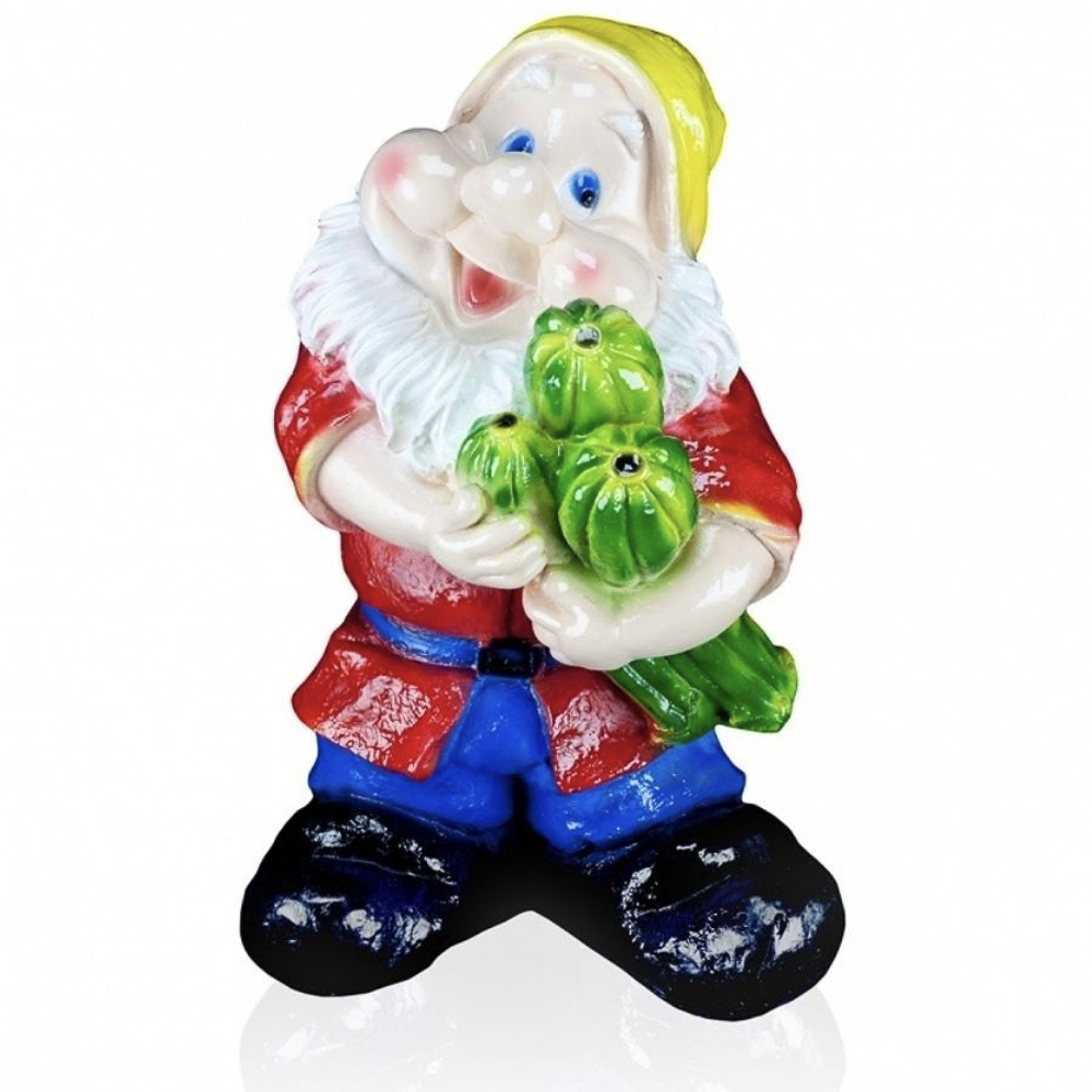Фигура садовая "Гном с кабачком" 24х36см, гипс, арт.№ 162-306