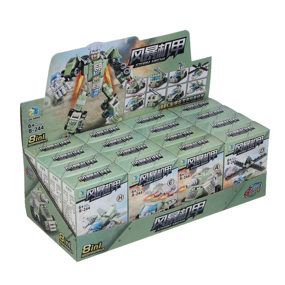 ИГРОЛЕНД Конструктор "Военная техника" 8 в 1, 8х3,5х11 см, ABS, 6 видов, арт.№ 265-673