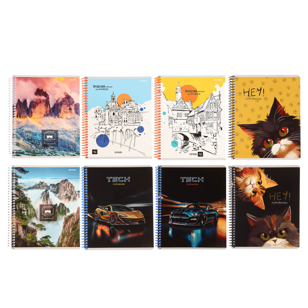 Тетрадь общая, 96 листов, в клетку, БЕЛЫЕ ЛИСТЫ, обл.мел. картон, спираль, микс, арт.№ 578-180