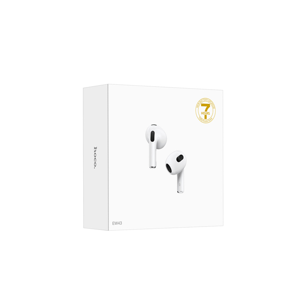 Наушники беспроводные TWS hoco. модель EW43, вкладыши, 300/40мАч, BT5.3, цвет: белый, арт.№ 410-114