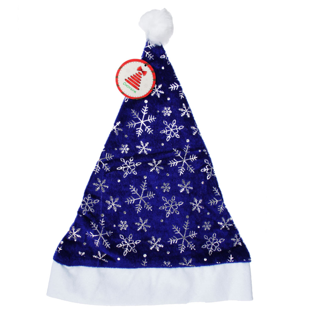 СНОУ БУМ Колпак Деда Мороза с узорами, плюш, 27х36см, 2 цвета, арт.№ 388-031
