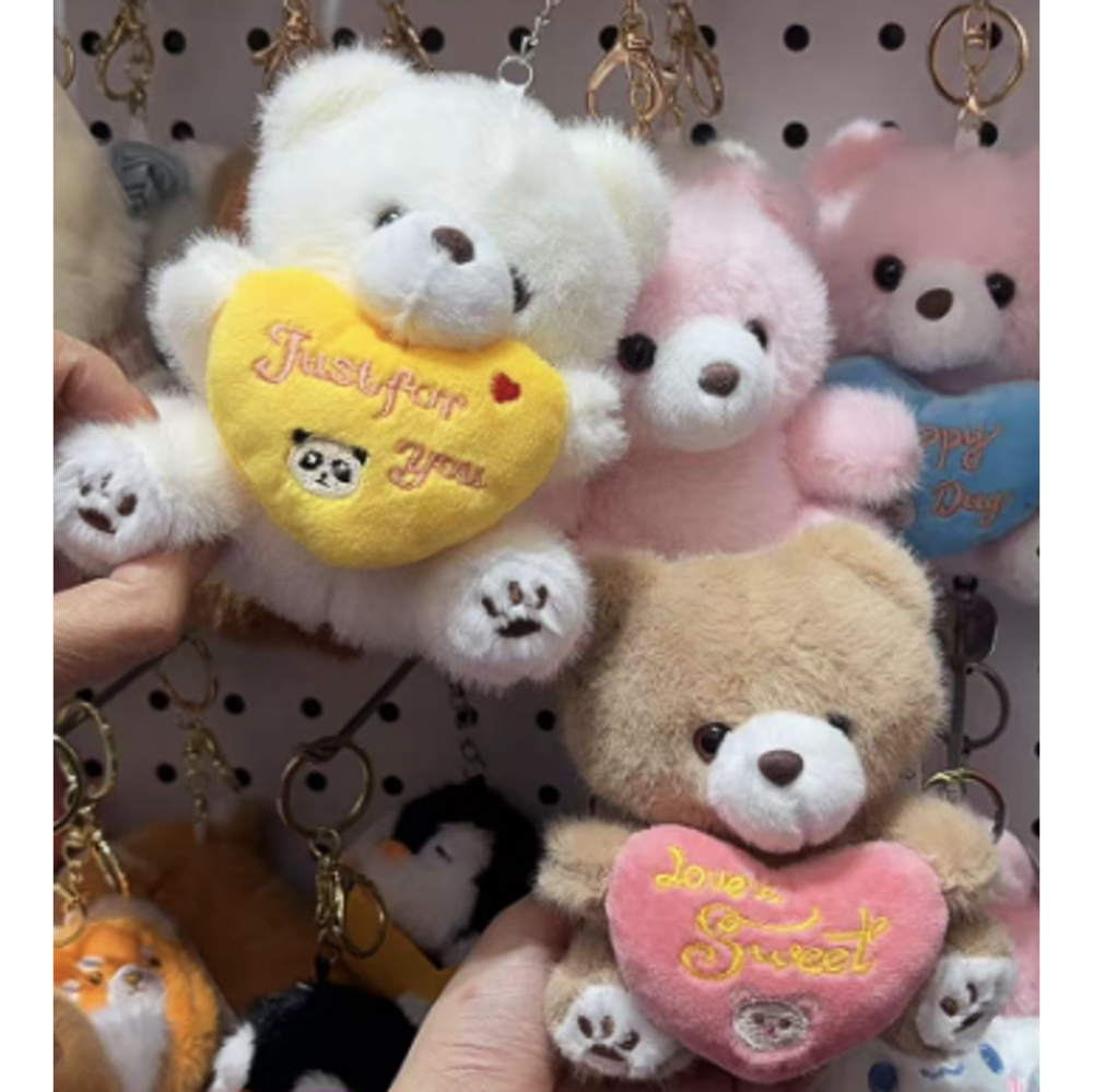 Брелок-подвес "Мишка с сердцем" 11 см, полиэстер, металл, тм ИГРОЛЕНД, 3+, арт.№ 264-629