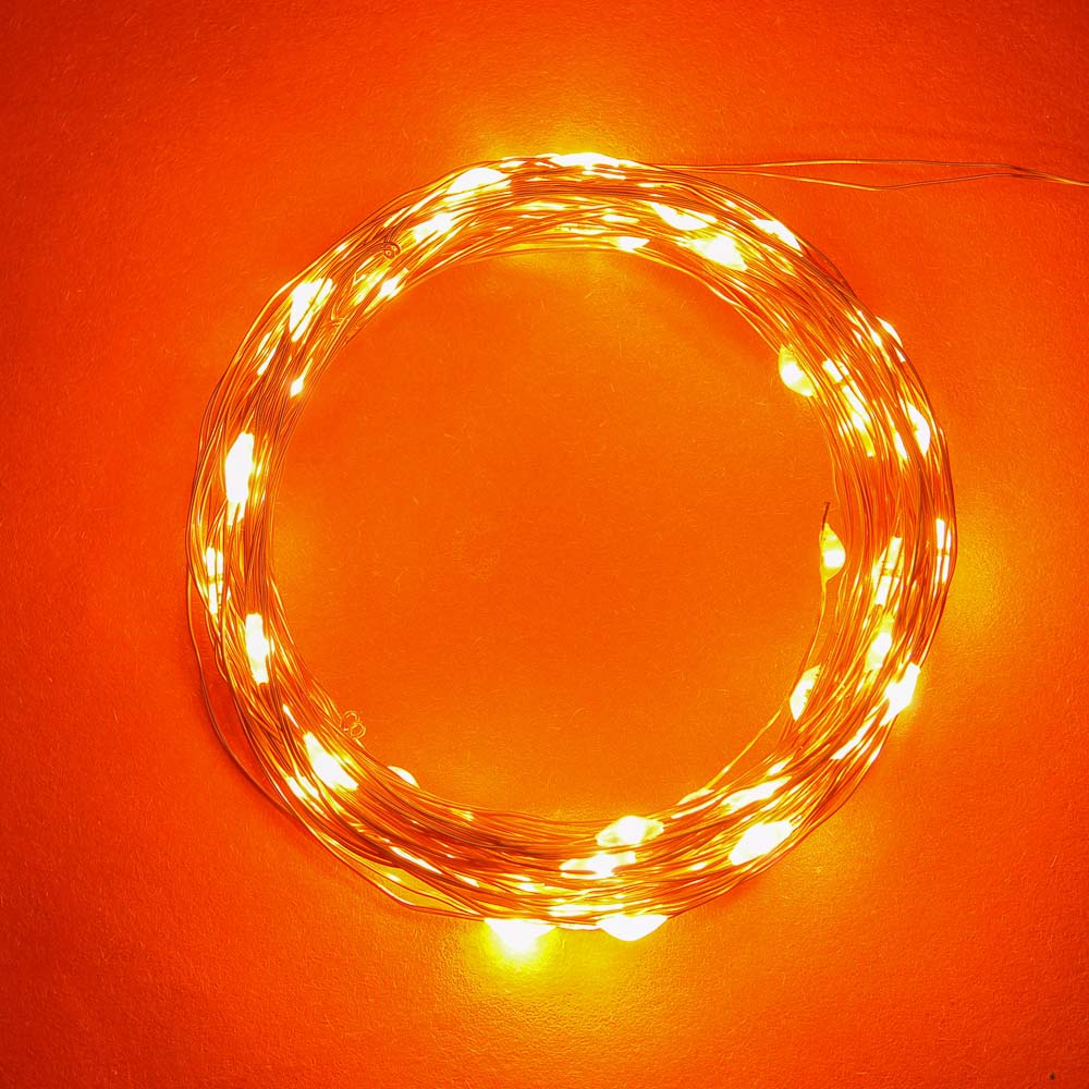 Гирлянда нить росы 10 м СНОУ БУМ, 100 LED ламп, шампань (8 режимов), медная проволока, медный цвет, 220В, арт.№ 384-177