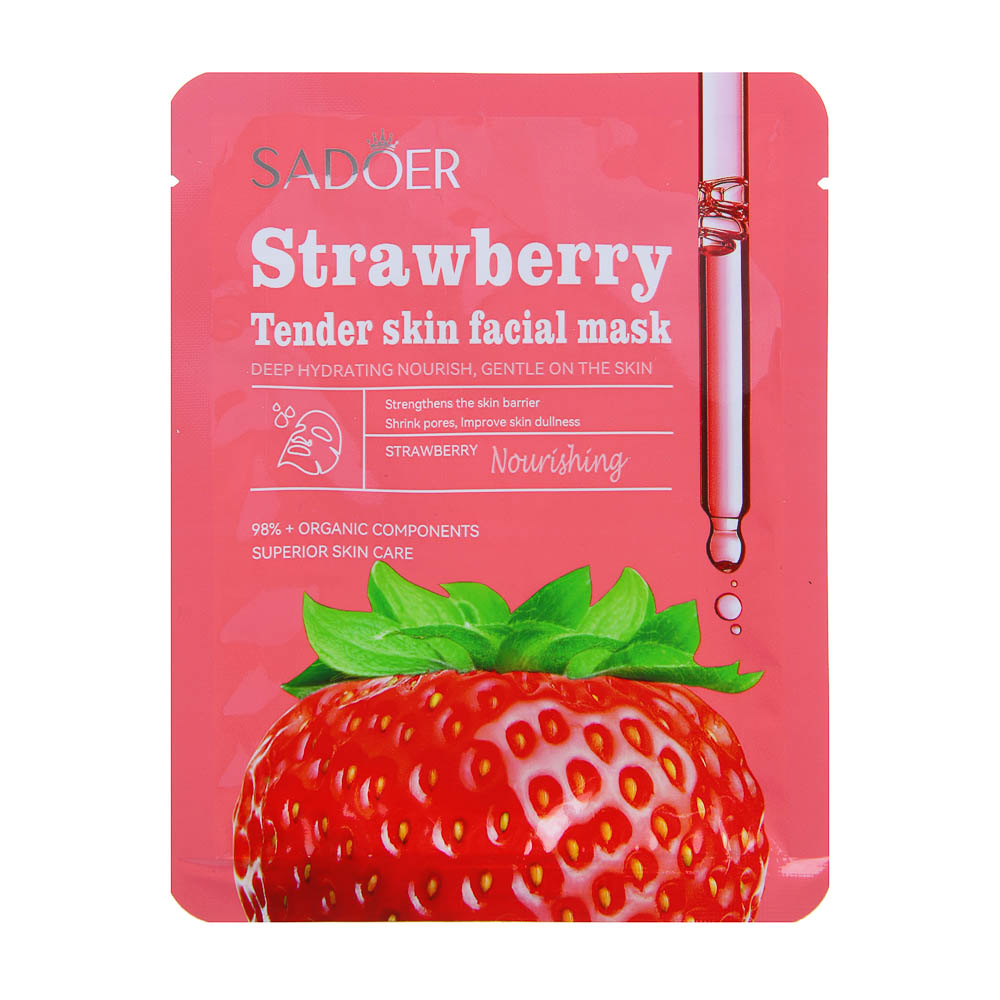 SADOER Маска тканевая увлажняющая, 25 гр, клубника, арт.№ 022-095