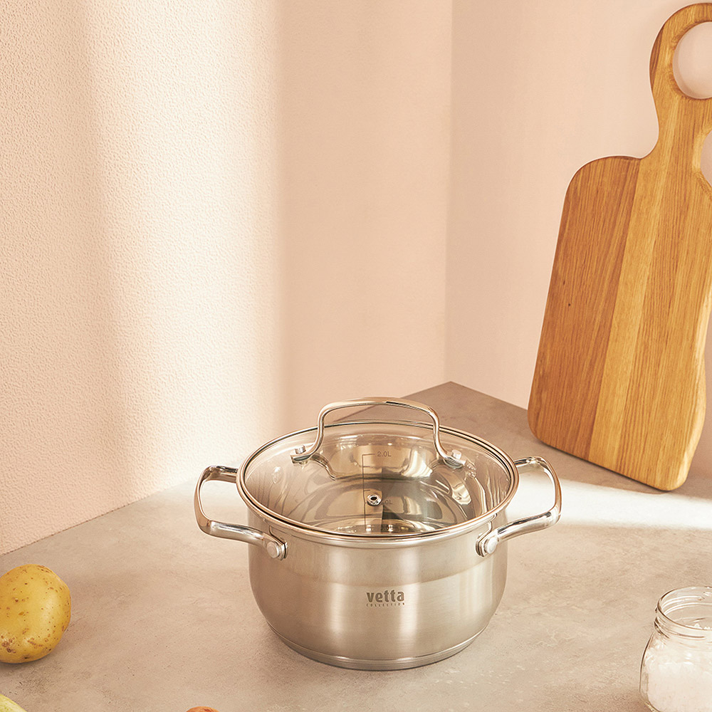 VETTA Берн Кастрюля 18х11см. 2,6л. со стекл. крышкой, индукция, арт.№ 822-100