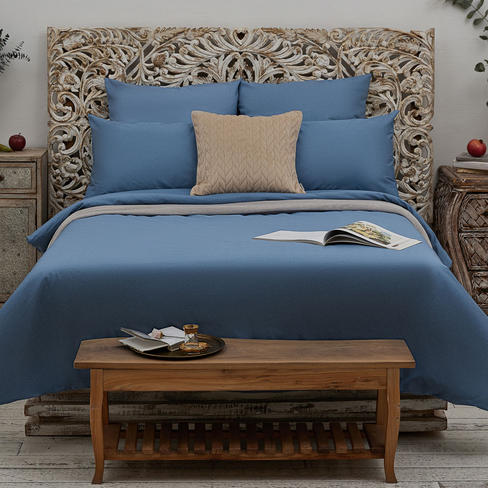 PROVANCE Простыня на резинке 180х200х20см, 100% хлопок, бязь, синий, арт.№ 432-158