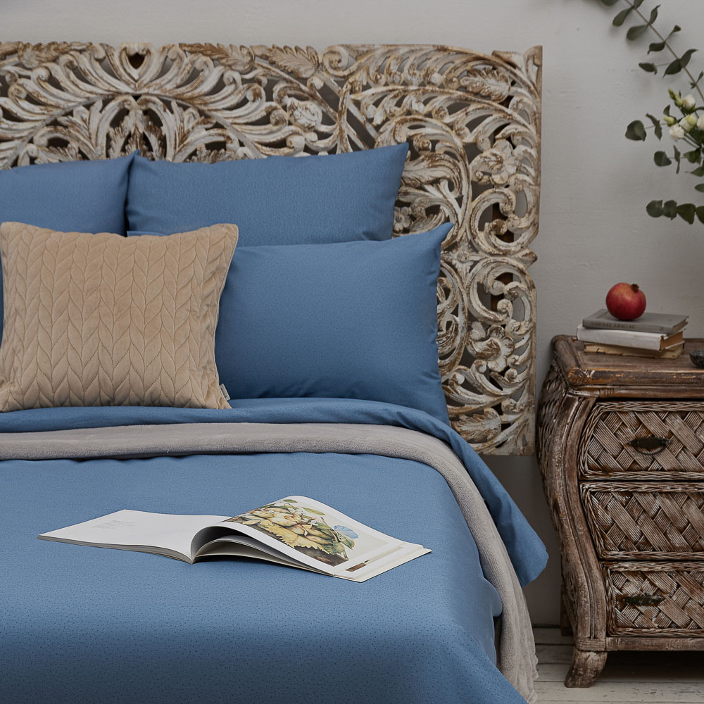 PROVANCE Простыня на резинке 200х200х20см, 100% хлопок, бязь, синий, арт.№ 432-159