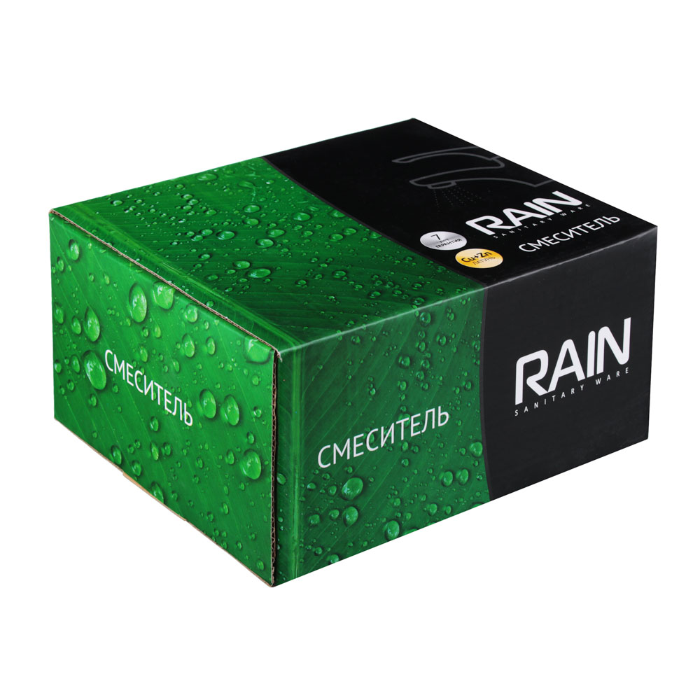 RAIN Смеситель для раковины Графит, однорычажный, карт. 30мм, гайка, латунь, хром, арт.№ 561-299