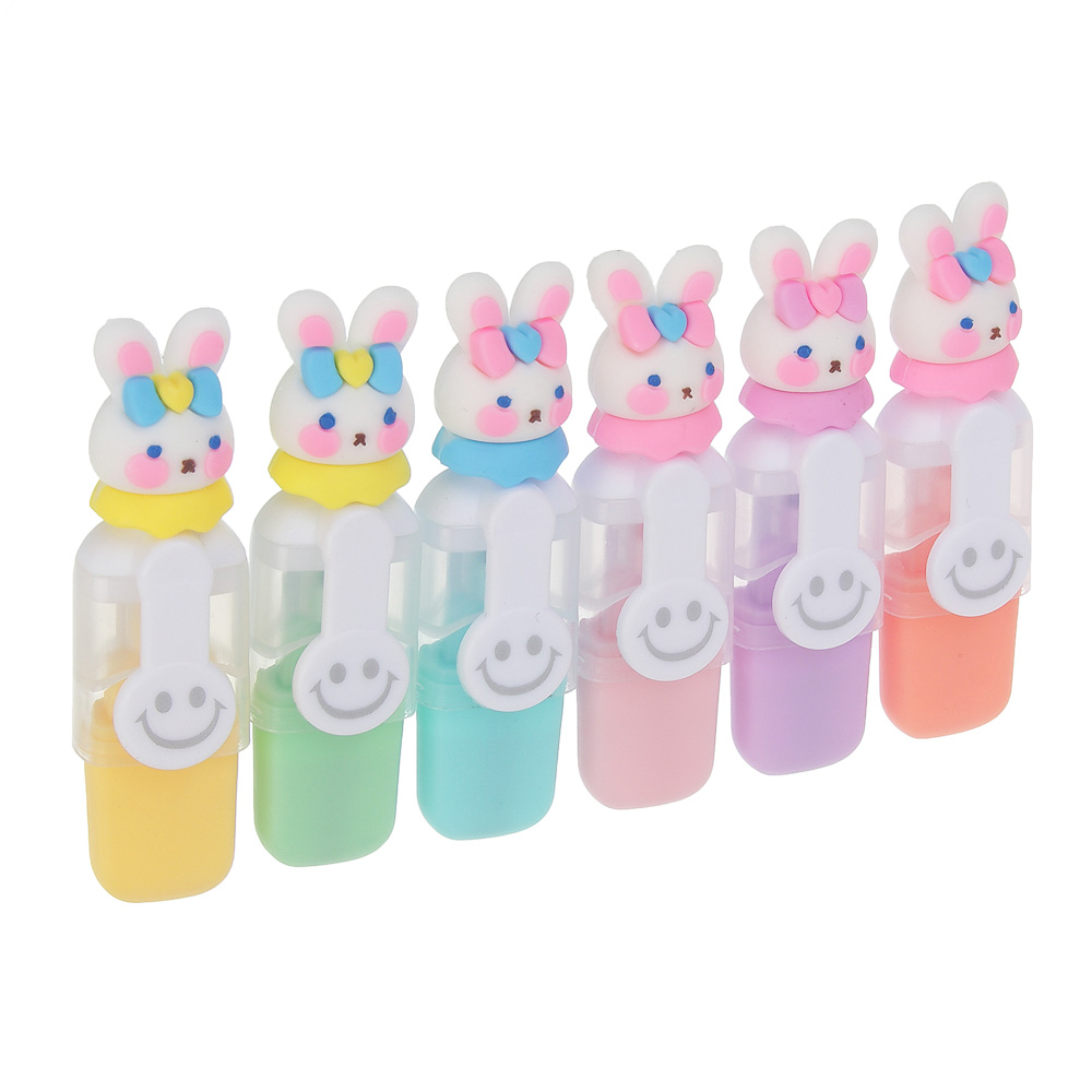 Маркер-выделитель, колпачок в форме зайчика, 6 цветов, арт.№ 613-138