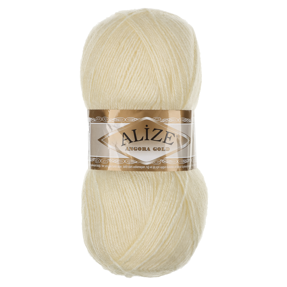 Пряжа Angora gold/Ализе 100г/550м 10 % мохер 10 % шерсть 80 % акрил (01-кремовый), арт.№ 308-410