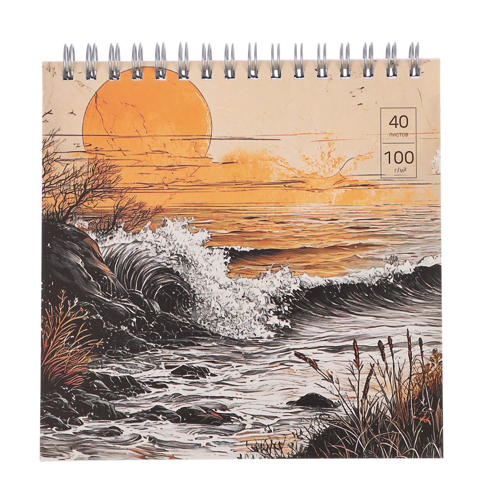 Скетчбук (альбом) 14,5х14,5см, 40л. обл.картон, блок 100г/м2, спираль, тв. подложка, 4 диз., арт.№ 515-069