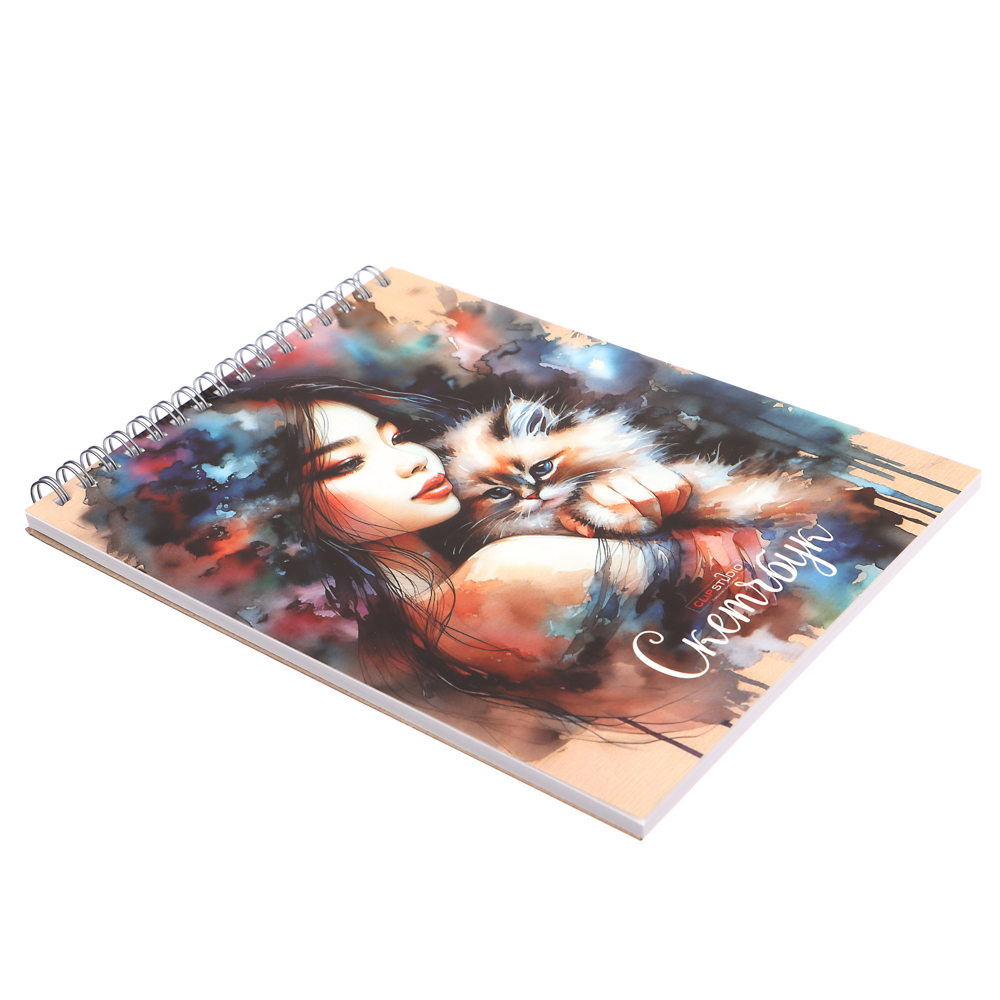 Скетчбук А5 (альбом), 14,5х20cм, 30л. обл. картон, блок 120г/м2, спираль, тв. подложка, 4 диз., арт.№ 515-070