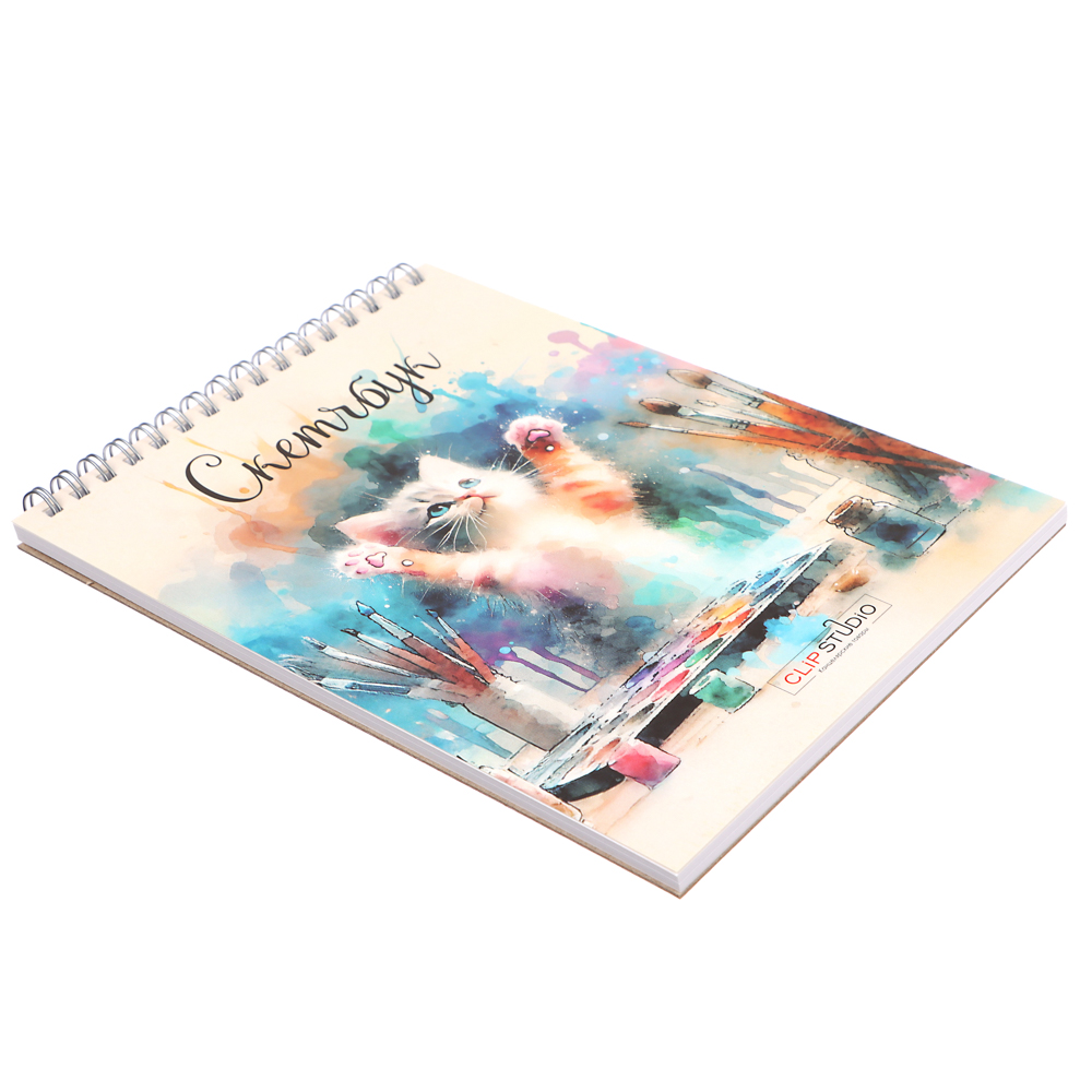 Скетчбук А5 (альбом), 14,5х20cм, 30л. обл. картон, блок 120г/м2, спираль, тв. подложка, 4 диз., арт.№ 515-070