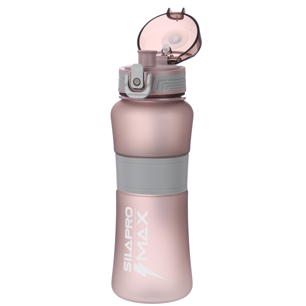 SILAPRO MAX Бутылка спортивная с замком, ELDERBERRY-ULTIMATE GREY, 600мл, РС, силикон, арт.№ 088-081
