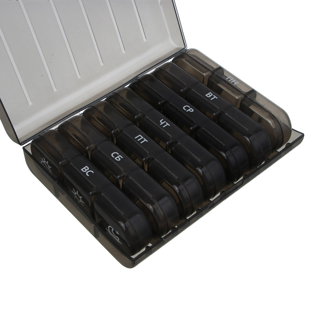 Бокс для таблеток тм VETTA, 21 ячейка, пластик, 15.6x12x4.2см, арт.№ 414-203