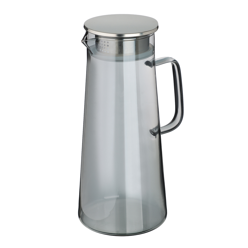 SATOSHI Графит Кувшин для воды 1,8л, 2 кружки 200мл, стекло, нерж.сталь, арт.№ 850-268