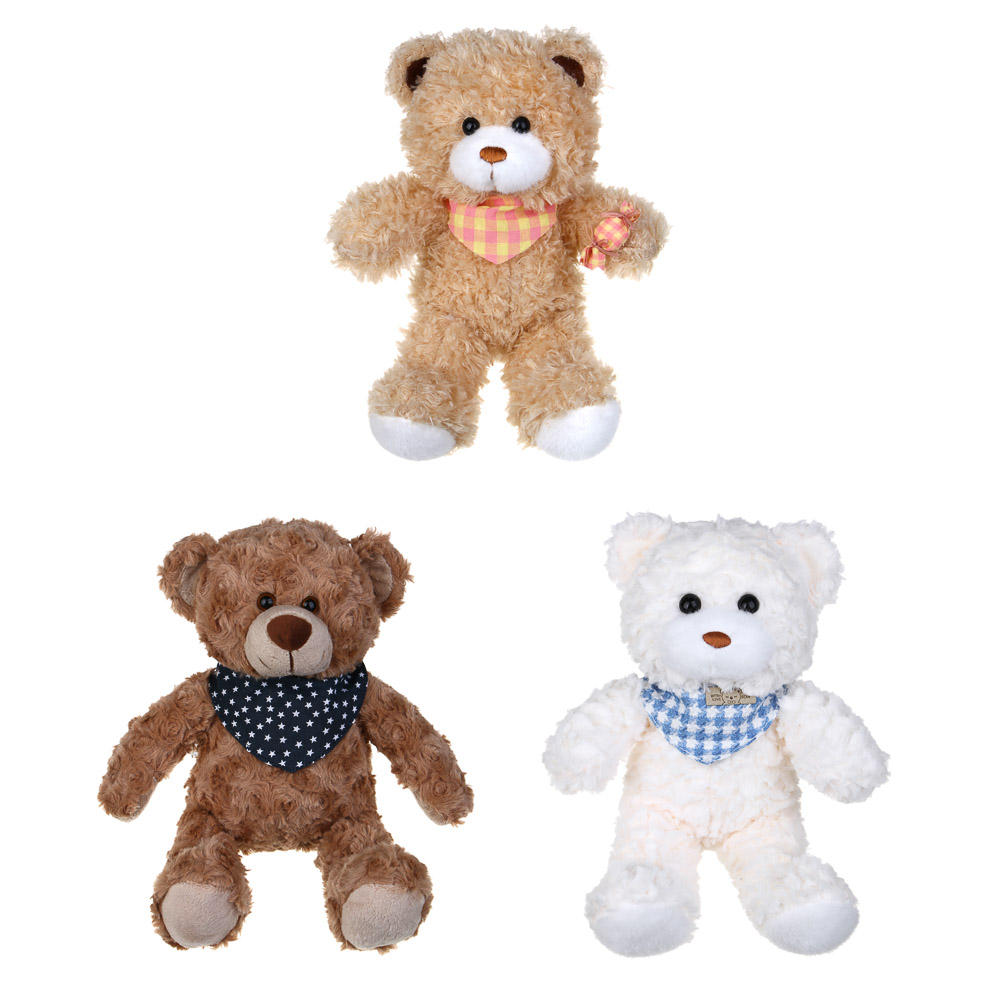 ИГРОЛЕНД Игрушка мягкая "Медвежонок", 30 см, полиэстер, 3 дизайна, арт.№ 264-438