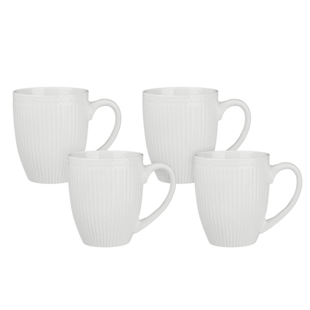 MILLIMI Набор кружек 4 шт, 380мл., белый рельеф, фарфор, арт.№ 806-217
