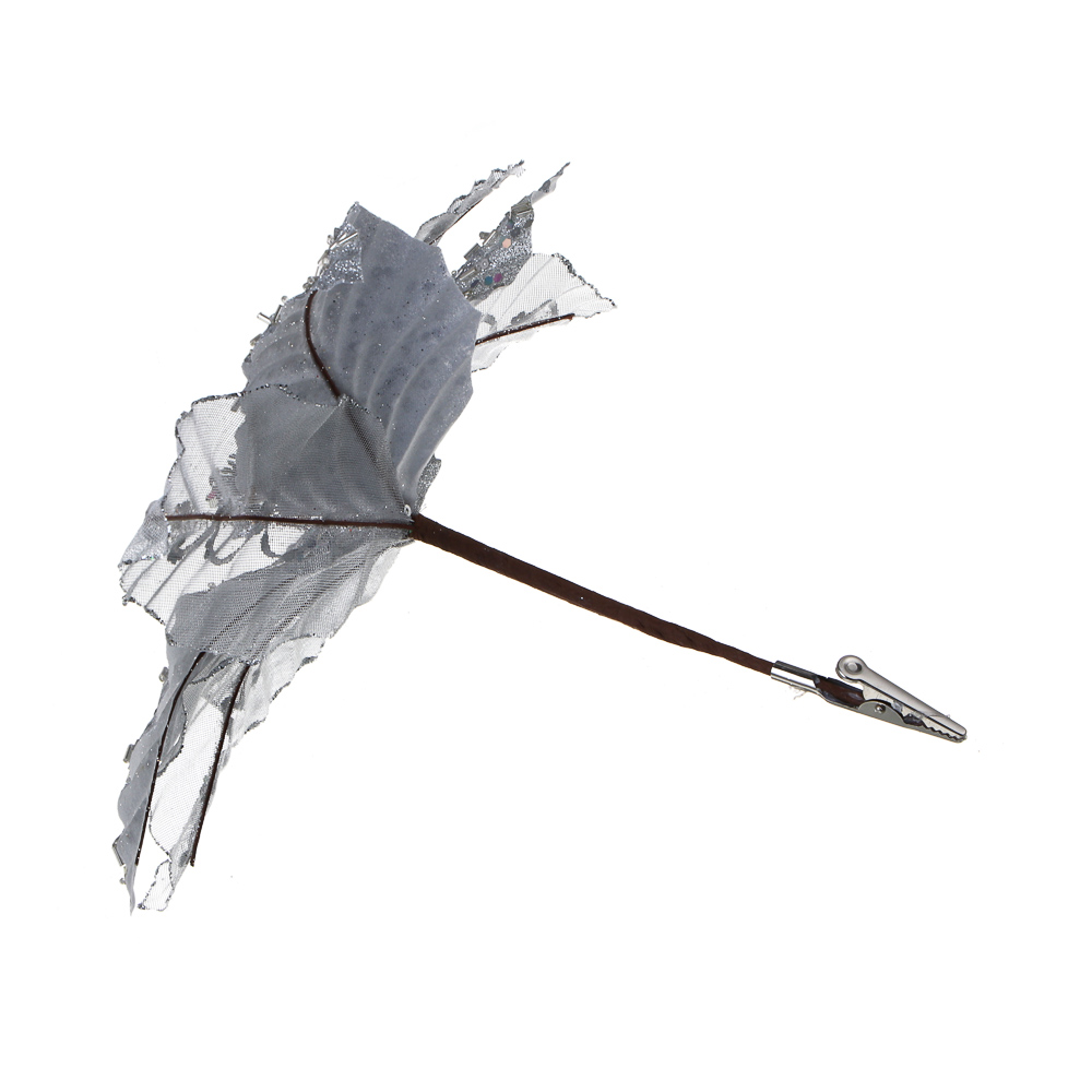 СНОУ БУМ Пуансетия 20 см на прищепке (9 лепестков), глиттер, металл, полиэстер, 26-524, арт.№ 348-046