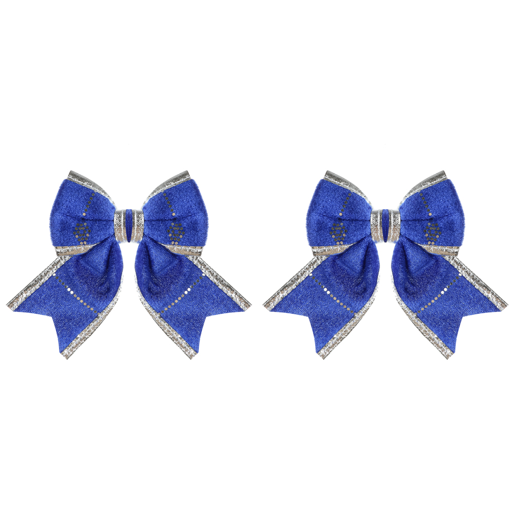 СНОУ БУМ Набор бантов 12x14 см, 2 шт, полиэстер, синий, арт.№ 376-819