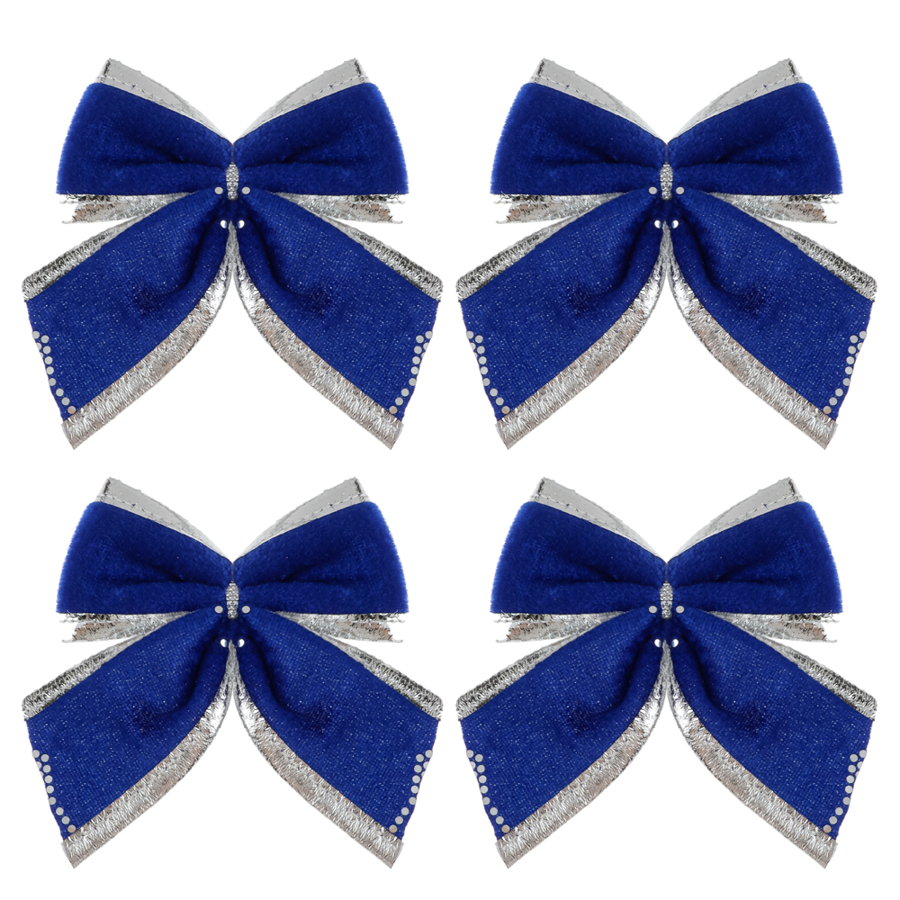СНОУ БУМ Набор бантов 10x12 см, 4 шт, полиэстер, синий, арт.№ 376-820