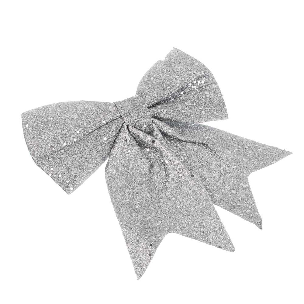 СНОУ БУМ Бант 20x21 см, полиэстер, серебро, арт.№ 376-821