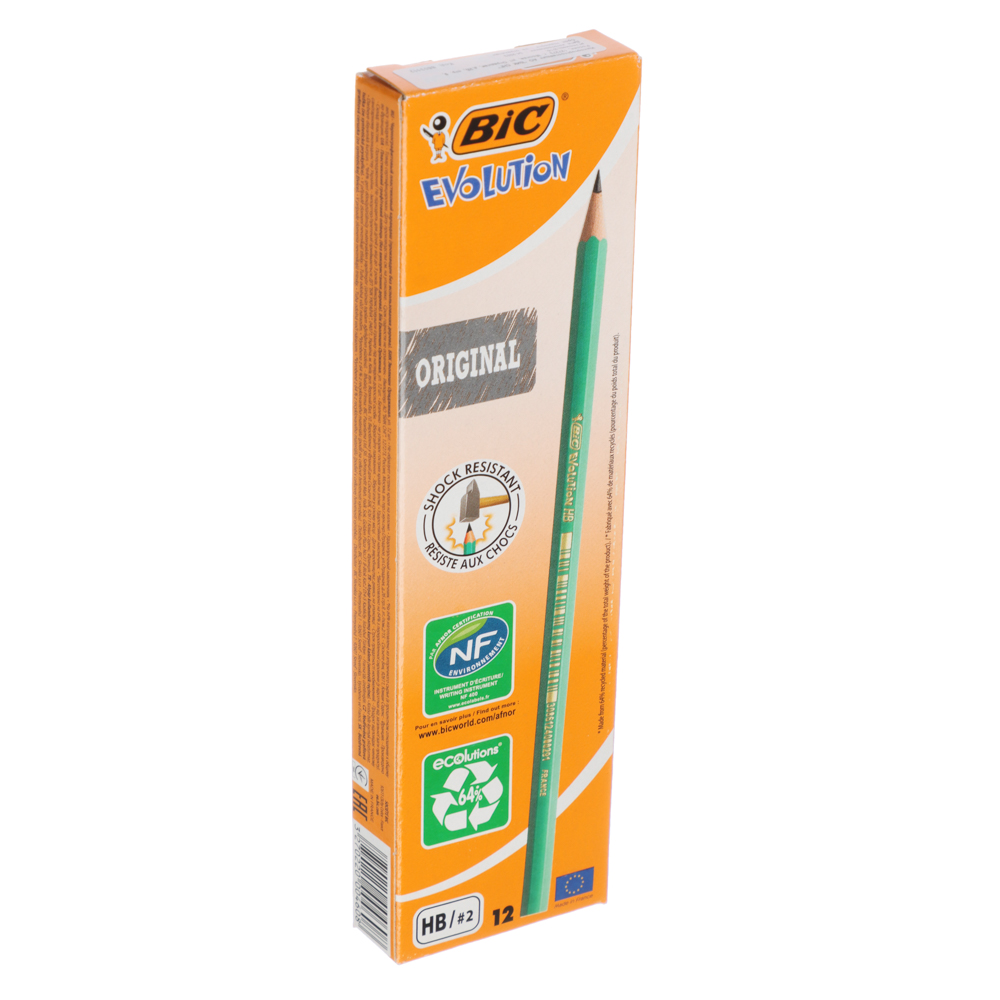 Карандаш чернографитный BIC "Эволюшн" без ластика, HB, пластик, шестигранный зеленый корпус, 8803112, арт.№ 605-034