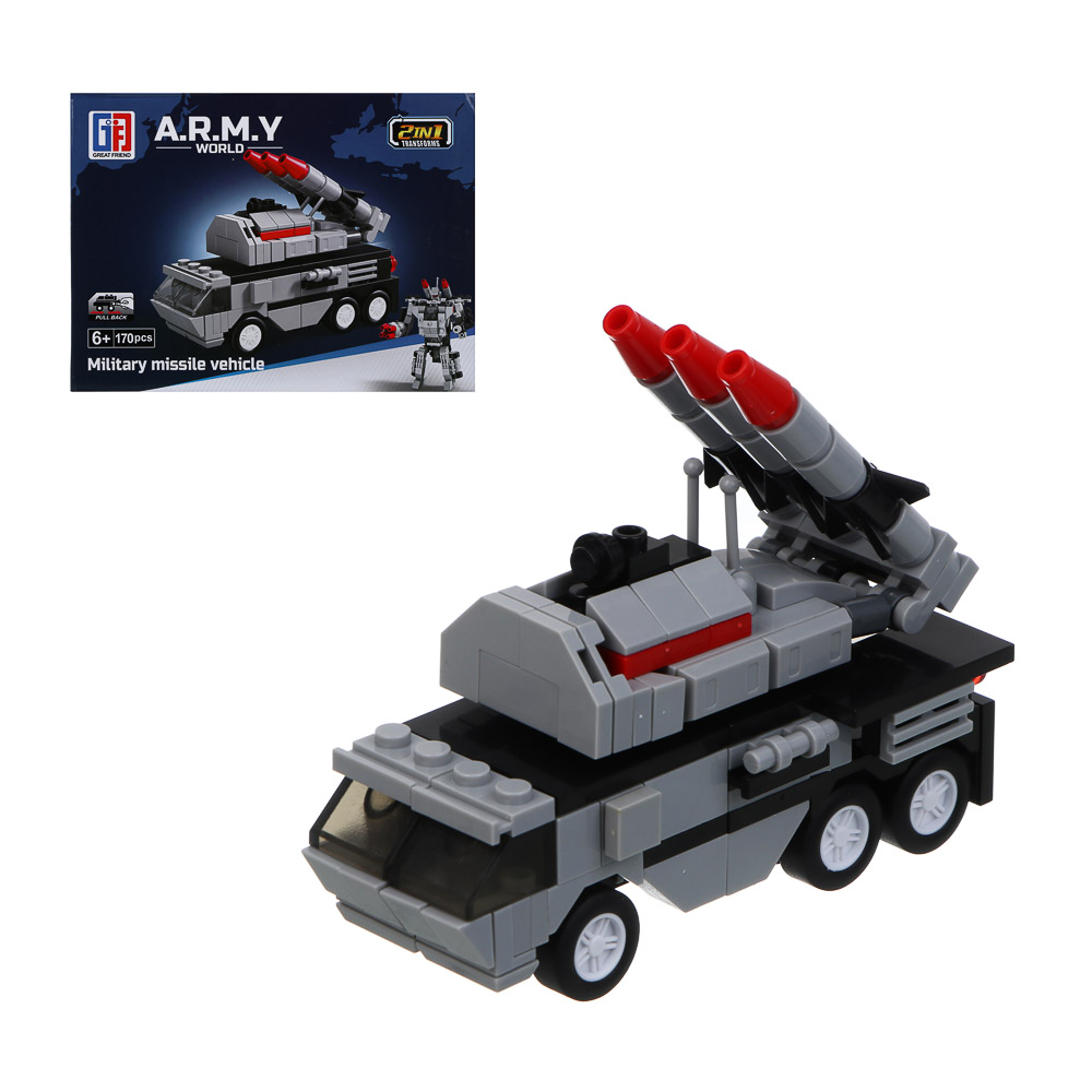 ИГРОЛЕНД Конструктор "Военная техника" с трансформацией, 170-193 дет., 21х4,3х15,5 см, ABS, 6 видов, арт.№ 265-675