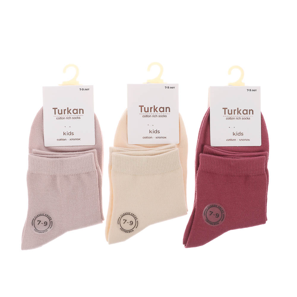 Носки детские, бесшовные, тм Turkan, 7-9 лет, 90%хлопок, 8% п/а, 2%лайкра,цвета в ас-те, R0626, арт.№ 019-576