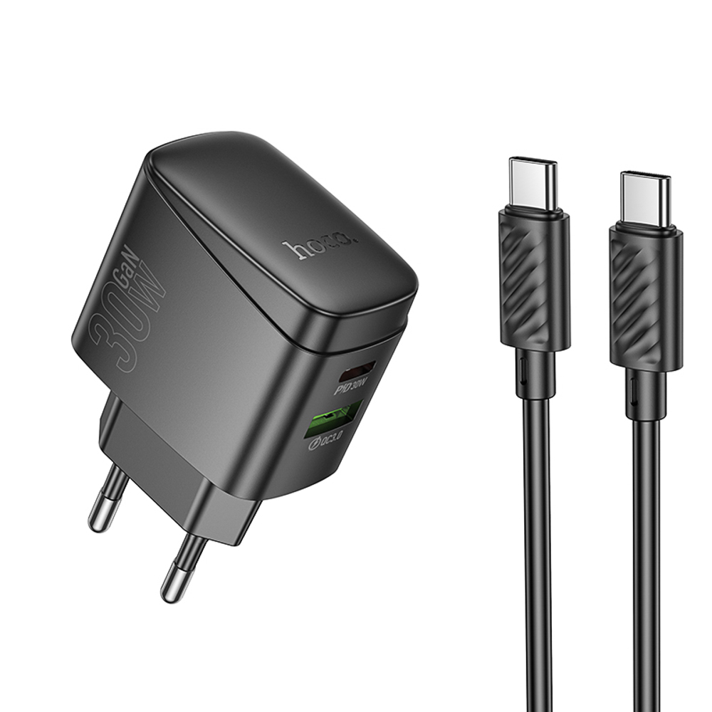 hoco. Зарядное устройство модель CS61A, USB+C 30W+ Кабель для зарядки С-С, цвет: черный — купить в МПР hoco. Зарядное устройство модель CS61A, USB+C 30W+ Кабель для зарядки С-С, цвет: черный, арт.№ 916-268